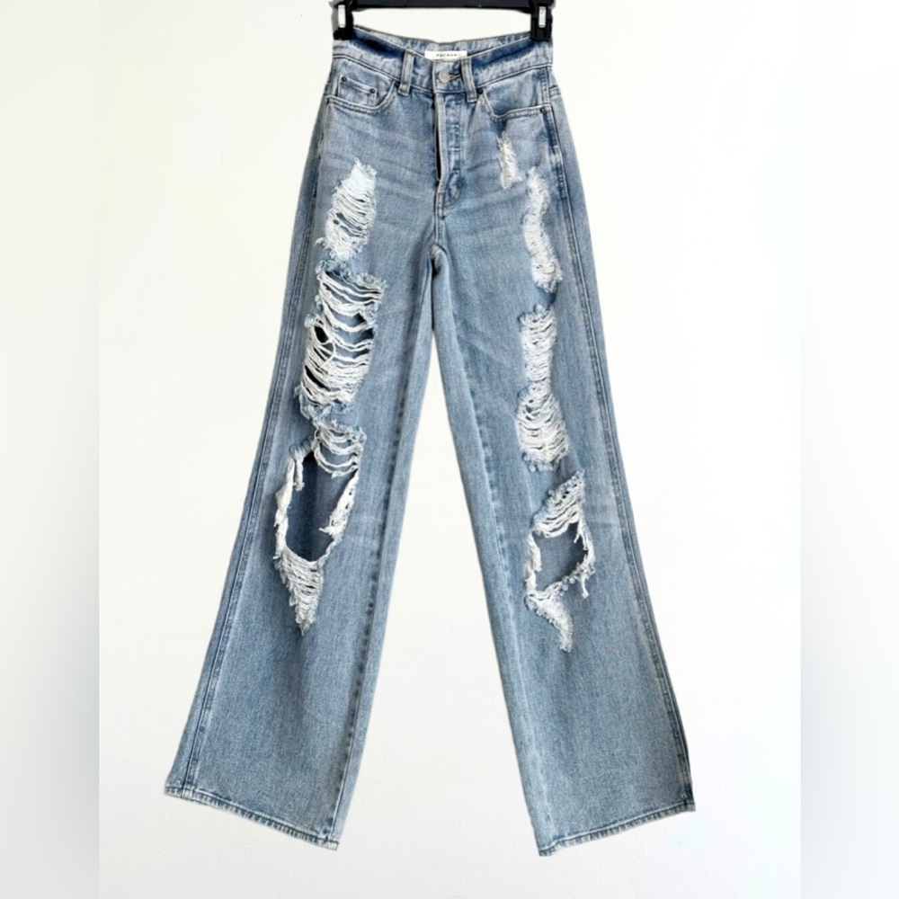 PacSun Light Blue Distressed High Waisted Baggy Jeans
